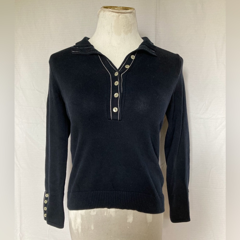 Liz Claiborne half button up turtleneck long sleeve knit blouse